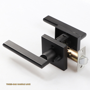 SENHOヘビーデューティ黒玄関ドアハンドルロックレバースクエアパッセージレバー3キーシリンダー用 - Product Image 5