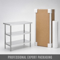 Table de préparation commerciale en acier inoxydable de qualité alimentaire certifiée NSF, double couche, 120x60x100cm, robuste, pour restaurant