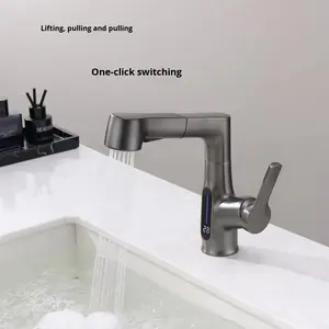 Grifo de Lavabo de Baño con Pantalla Digital Inteligente, Diseño Moderno y Sencillo, Válvula de Cerámica, Montaje <span class=keywords><strong>en</strong></span> Encimera, Agua Fría y Caliente, Venta al por Mayor - Product Image 5