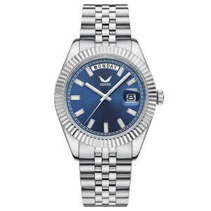 Reloj <span class=keywords><strong>de</strong></span> Pulsera <span class=keywords><strong>de</strong></span> <span class=keywords><strong>Cuarzo</strong></span> Único con Esfera <span class=keywords><strong>Azul</strong></span> y Cristal Abombado, Marcas Clásicas <span class=keywords><strong>de</strong></span> Relojes para Hombre <span class=keywords><strong>de</strong></span> Lujo con Correa Milanesa - Product Image 2