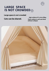 Tente <span class=keywords><strong>tipi</strong></span> moderne à motif solide pour animaux <span class=keywords><strong>de</strong></span> compagnie avec couverture amovible en lin et tissu Oxford pour chiens et chats <span class=keywords><strong>lit</strong></span> Carton d'emballage - Product Image 4