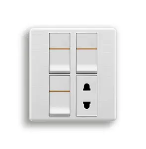 Diseño moderno Marfil Blanco 3 Gang 1 Way/3 Gang 2 Way Interruptor de luz Conveniente 2 Pin Interruptores y enchufe de pared