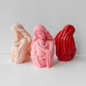 Moule à bougie en silicone Madonna, DIY, statue 3D mère et bébé, moule jetable en résine pour savon, outils pour la fabrication de bougies, kit de fabrication de bougies - Product Image 5