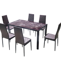 Ensemble de table à manger en verre, meubles simples et modernes, économie d'espace, salle à manger, pieds en métal