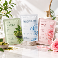 Sachets d'emballage personnalisés pour masques en tissu, haute barrière, scellés sur trois côtés, pour sérums de soin du visage et marques de beauté
