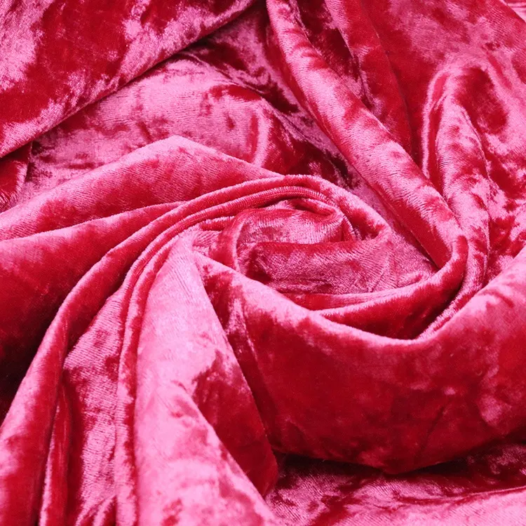 Fabric manufacturers supplier superior quality red crushed velvet textile fabric for cutians