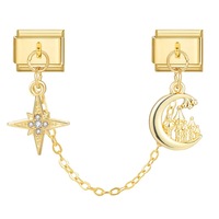 Bracelet à Breloques Italien Acier Inoxydable Plaqué Or DIY Accessoires Pendentif Nœud Fleur Module pour Bracelet à Breloques Italien
