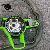 Volant sport en cuir personnalisé vert OLIVER Fitment FactoryAudi R8 à fond plat, style sport, 3 branches, logo RS