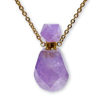 Collier en cristal facetté en améthyste, nouveau design, huile essentielle de parfum, pierre précieuse naturelle, flacon, cadeau tendance pour femmes, vente en gros