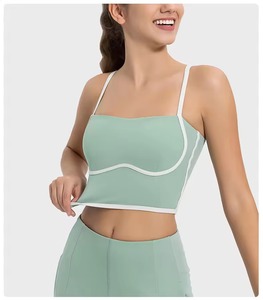 Soutien-gorge de sport pour femme à fines bretelles spaghetti, color-block personnalisé en usine, pour la course, la gym, le fitness et le yoga - Product Image 2
