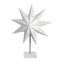 Weihnachtliche Papierstern-LED-Tischlampe mit Warmweißem Licht Dekorative Nachttischlampe für Schlafzimmer Festliche Heimdekoration