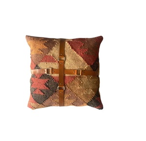 Handwoven Wool Jute Cushion with Leather Belt Decorative Home Accent Pillow for Living Room and Interior Styling - Product Image 3