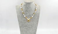 Collier en laiton jaune naturel avec perles artificielles en forme d'étoile plaqué or 18 carats de 16 pouces pour l'anniversaire des femmes