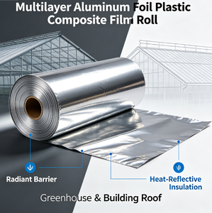 Rollo de Película Compuesta de Plástico y Lámina de Aluminio <span class=keywords><strong>Multicapa</strong></span>, Barrera Radiante, Aislamiento Térmico Reflectante para Invernaderos y Techos de Edificios - Product Image 2