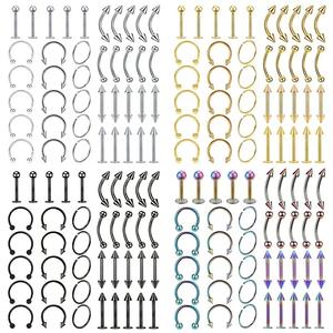 Dropshipping Shopify, Kit de 40 Piezas para Piercing, Anillo de Nariz de Acero Inoxidable, Piercing de Labio, Anillo de Lengua, Estilos Variados para Hombre y Mujer - Product Image 4