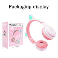 Audífonos Inalámbricos BT con Orejas de Gato, Luz LED, Música Estéreo, para Niñas, Regalo, Fabricación China OEM