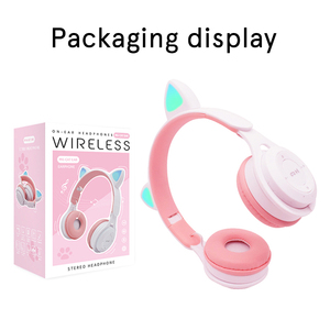 Casque audio sans fil Bluetooth pour enfants, avec oreilles <span class=keywords><strong>de</strong></span> chat mignonnes, LED, musique stéréo, fabrication chinoise OEM, cadeau - Product Image 4