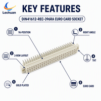 Connecteur Eurocard DIN41612 96 broches à 3 rangées, pas de 2,54 mm, prise femelle à angle droit 9001-1496 1C00a, connecteur PCB