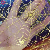 Tela de malla brillante con lentejuelas y estampado personalizado de telaraña dorada para ropa y faldas de fiesta