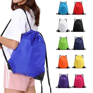 Promotional Custom Logo Large Waterproof Oxford Sport Gym Drawstring Backpack with Pocket