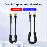 Câble USB C enroulable double, type C vers type C, câble de données pour téléphone portable, charge rapide 120W, cordon de charge rétractable