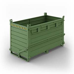 Contenitore in lamiera di acciaio resistente con doppia apertura inferiore 2000 Lt capacità 2000 Kg carico di 6011 per lo stoccaggio del magazzino - Product Image 1