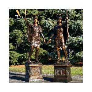 Parque de jardín al aire libre antiguo soldado romano figura estatuas fundición bronce latón tamaño real soldado romano estatua escultura para la venta