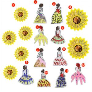 Custom Sequin Embroidery Beautiful Shadow Dancing Girl Princess Sunflower Patches for Girls Clothing - Product Image 2