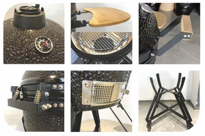 Barbecue Kamado en céramique noire robuste <span class=keywords><strong>de</strong></span> 19 pouces avec rôtissoire, grand fumoir à charbon <span class=keywords><strong>de</strong></span> bois pour la cuisson en extérieur - Product Image 3