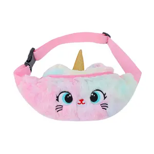 Grosir Tas Selempang Bulu Unicorn Bayi Perempuan Lucu Tas Dada Selempang Mewah Lucu Kantong Pinggang Kawaii Anak Perempuan