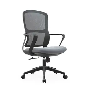 Kursi meja komputer kantor ergonomis, dudukan jaring kerja dapat diatur untuk meja putar dengan roda