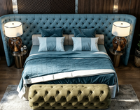 Lit Chesterfield classique capitonné avec tête de lit haute, taille King, pour chambre à coucher, villa, hôtel, projet