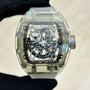 Custom-made Transparent Designer Top-notch Carbon Fiber <b>Skeleton</b> Tourbillon Unisex <b>Automatic</b> Mechanical <b>Watch</b> Rubber Pointer - Product Image 2