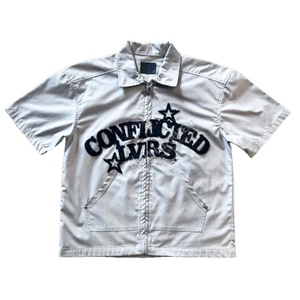 Camisas de Trabajo Personalizadas al por Mayor de Alta Calidad para Hombre, Estilo Cargo, con Solapas, Bordado Desgastado, Cierre de Cremallera, Tallas Grandes, Manga Corta, para Verano - Product Image 3