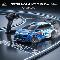 Voiture RC de drift 4x4 2,4 GHz - Haute vitesse 20 km/h, 4 canaux, portée 100 m, prête à l'emploi, pneus remplaçables et lumières LED - Jouet de drift, cadeau