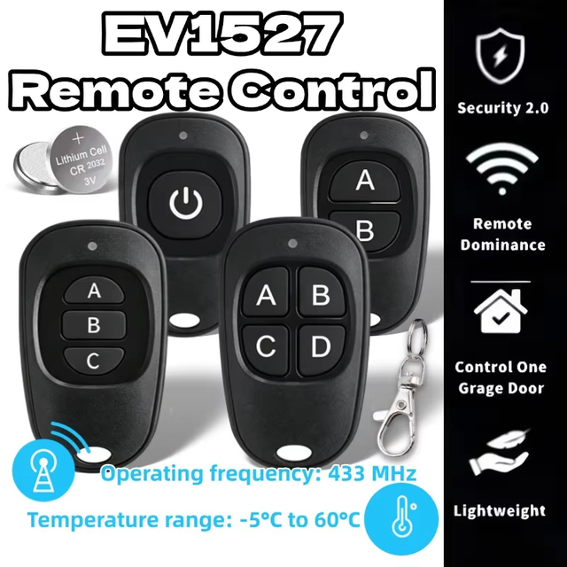 Hot Sale ABC Learning Code Remote Control Universal EV1527 Gate Controller 433mhz with Automatic Function
