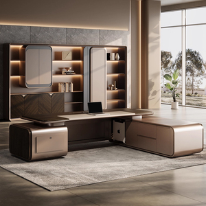Scrivania Direzionale Moderna di Lusso con Mobile Contenitore, Scrivania in Legno per CEO per Arredamento Ufficio - Product Image 3