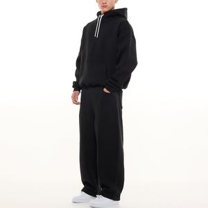 <span class=keywords><strong>Sweat</strong></span>-shirt décontracté technique <span class=keywords><strong>noir</strong></span> en polaire 460 g/m² avec logo personnalisé, capuche double couche, fermeture éclair YK, cordon de serrage, coupe ample, épaules tombantes, surdimensionné - Product Image 2