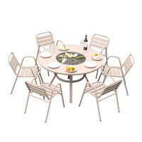 Table de barbecue d'extérieur moderne et personnalisable, durable, avec plateau amovible, imperméable, et ensemble table et chaises pour repas en plein air
