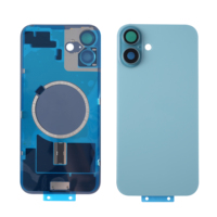 Remplacement de Vitre Arrière OEM pour iPhone 16/16 Plus, Verre Arrière Design Barre avec Cadre, Plaque Métallique et Anneau Magnétique