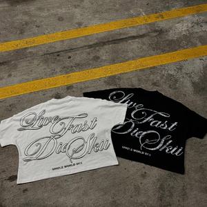 T-shirt surdimensionné à épaules tombantes en coton lourd personnalisé, T-shirt court et ample pour homme, impression numérique - T-shirts pour hommes - Product Image 2