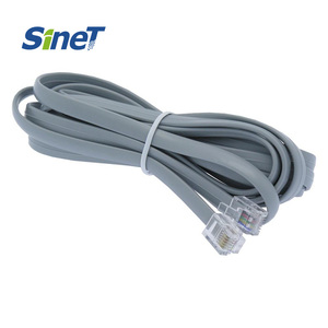 Câble plat <span class=keywords><strong>RJ45</strong></span> CAT 3 UTP sur mesure OEM, assemblage de fil <span class=keywords><strong>téléphonique</strong></span>, <span class=keywords><strong>cordon</strong></span> de raccordement <span class=keywords><strong>RJ11</strong></span>, câble réseau, câbles de communication, noir/gris - Product Image 2