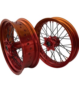 Ensemble de roues <span class=keywords><strong>Supermotard</strong></span> de 17 pouces, roues en alliage d'aluminium rouge et orange, 17x3.5 17x5.0 pour moto, <span class=keywords><strong>dirt</strong></span> bike, remplacement - Product Image 2