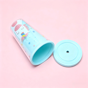 Vaso de plástico de doble pared con lentejuelas brillantes de 16 oz, transparente, para bebidas frías, con pajita, diseñado para niñas. - Product Image 6