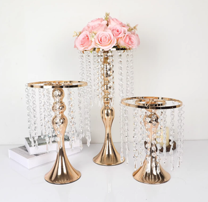 Support de centre de table en cristal européen, bougeoir en métal pour fleurs, décoration de table pour mariage et fête - Product Image 1