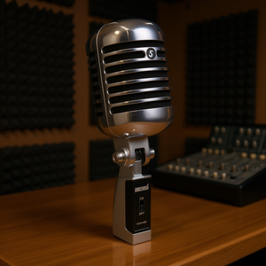 Microfono Dinamico Vintage EcoLine XLR Professionale per Palco e Studio, Nero Metallizzato Retrò, Unidirezionale - Product Image 2