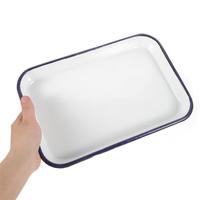 Plaque de four multifonctionnelle en émail blanc Plaque de cuisson en céramique résistante à l'usure pour le pain, la tarte et la cuisson des plats essentiels de la cuisine