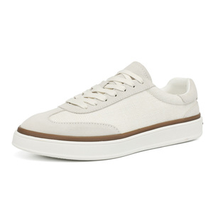 Men's Beige <b>Canvas</b> Low Top Casual Sneakers Breathable Comfortable Daily Walking Shoes Lace up Flat Sneakers for Men - Product Image 1