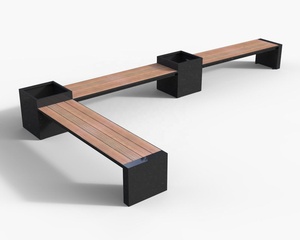 Bancs sans dossier en bois composite et acier 2026 NOUVEAU avec jardinière intégrée, design personnalisé en forme de U et en forme de <span class=keywords><strong>L</strong></span>, banc de jardin avec jardinière - Product Image 5