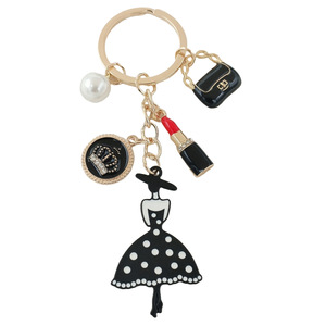 Nuevo Llavero Creativo Vintage con Colgante, Accesorio para Mujer, Lápiz Labial Blanco y Negro, Lazo, Diamante, Colgante Rojo para Bolso, para Niños - Product Image 6